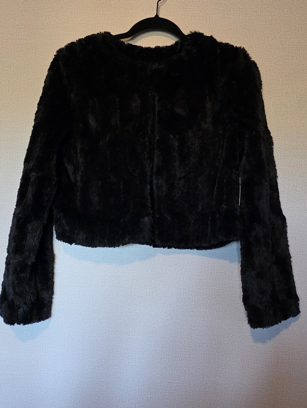 Planet Gold Black Faux-Fur Teddy Jacket for Women